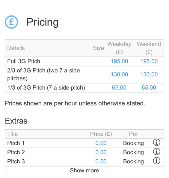 An alleged photo of Chobham Academy's booking platform showing the hire price was £65 to illustrate a 137% increase of venue hire